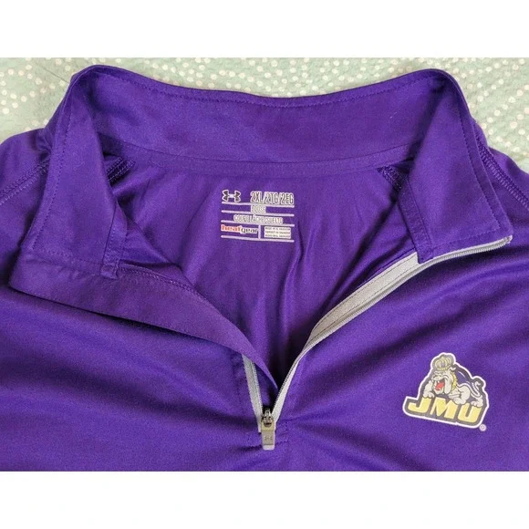 Under Armour JMU Dukes‎ Purple Heatgear Quarter Zip Pullover Men's 2XL - Picture 6 of 9